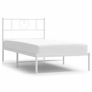 vidaXL Cadre de lit m&eacute;tal sans matelas avec t&ecirc;te de lit blanc 90x190cm