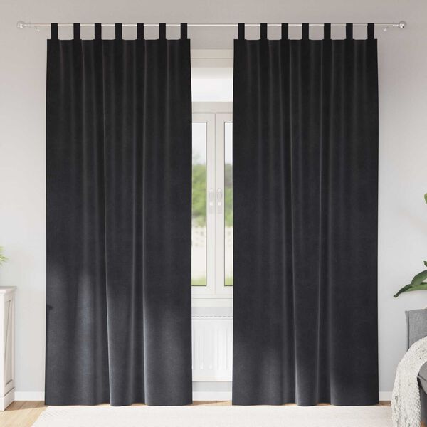 vidaXL Rideaux occultants 2 pcs Gris fonc&eacute; 140 x 260 cm Velours