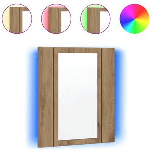 vidaXL Armoire de salle de bain miroir LED ch&ecirc;ne artisanal 40x12x45 cm