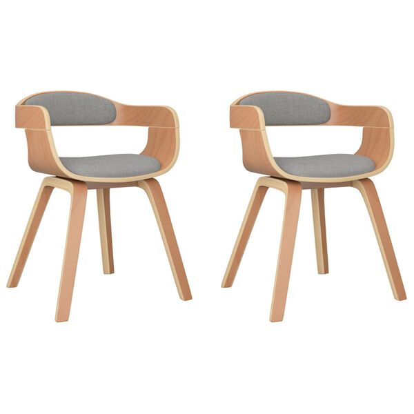 vidaXL Chaises &agrave; manger lot de 2 taupe bois courb&eacute; et tissu