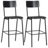 vidaXL Chaises de bar lot de 2 noir contreplaqu&eacute; solide et acier