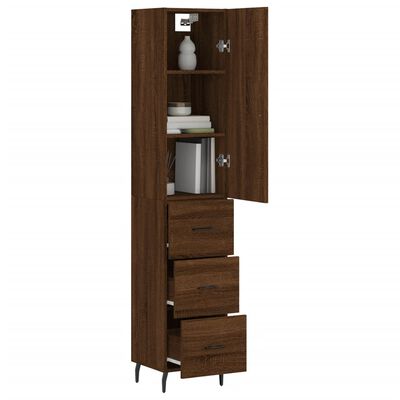 vidaXL Buffet haut Chêne marron 34,5x34x180 cm Bois d'ingénierie