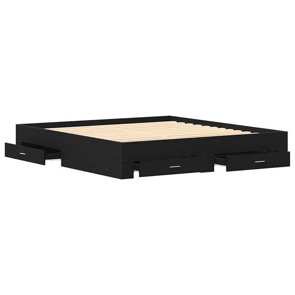 vidaXL Cadre de lit Ch&ecirc;ne noir 180 x 200 cm Bois d'ing&eacute;nierie