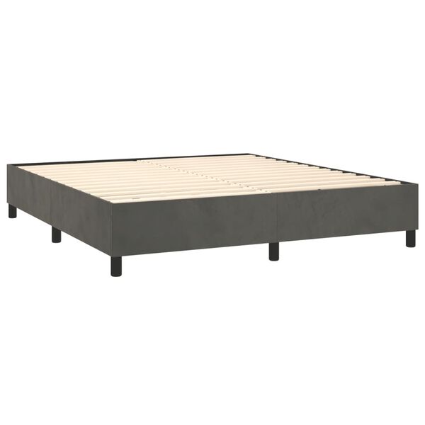 vidaXL Sommier &agrave; lattes de lit et matelas Gris fonc&eacute; 160x200cm Velours