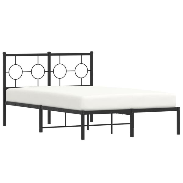 vidaXL Cadre de lit m&eacute;tal sans matelas avec t&ecirc;te de lit noir 120x200cm