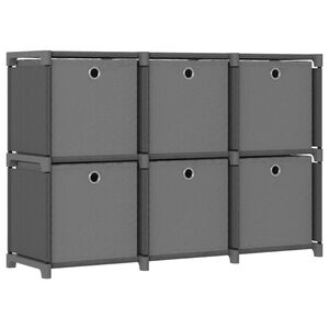 vidaXL &Eacute;tag&egrave;re d'affichage 6 cubes et bo&icirc;tes Gris 103x30x72,5 cm Tissu