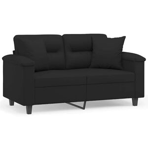 vidaXL Canap&eacute; 2 places avec oreillers noir 120 cm tissu microfibre