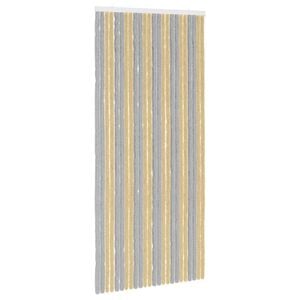 vidaXL Rideau anti-insectes en chenille Gris et Beige 100 x 220 cm