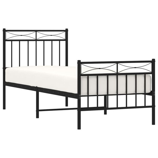 vidaXL Cadre de lit métal sans matelas avec pied de lit noir 75x190 cm
