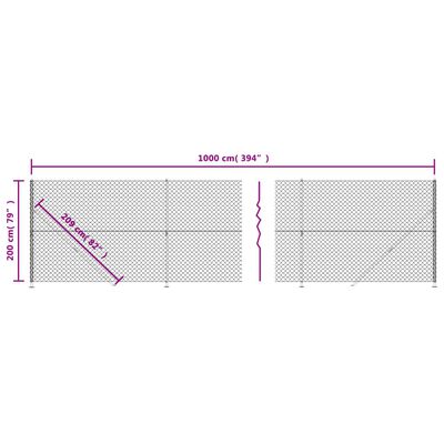 vidaXL Clôture à mailles losangées avec bride vert 2x10 m