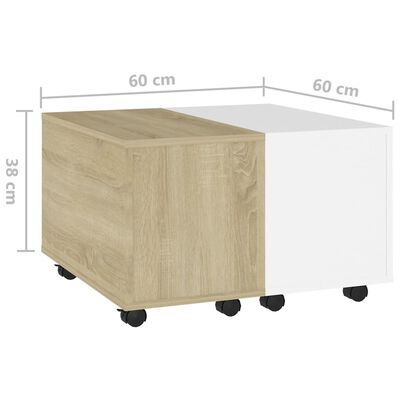 vidaXL Table basse Blanc et chêne sonoma 60x60x38 cm Aggloméré