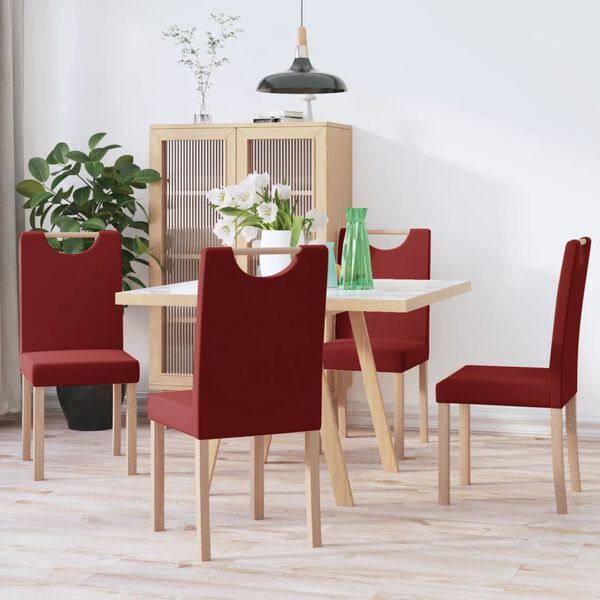 vidaXL Chaises &agrave; manger lot de 4 rouge bordeaux tissu