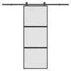 vidaXL Porte coulissante kit de quincaillerie tremp&eacute; verre aluminium