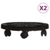 vidaXL Chariots &agrave; plantes avec roues 2 pcs Diam&egrave;tre 30 cm Noir 170 kg