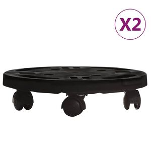 vidaXL Chariots &agrave; plantes avec roues 2 pcs Diam&egrave;tre 30 cm Noir 170 kg