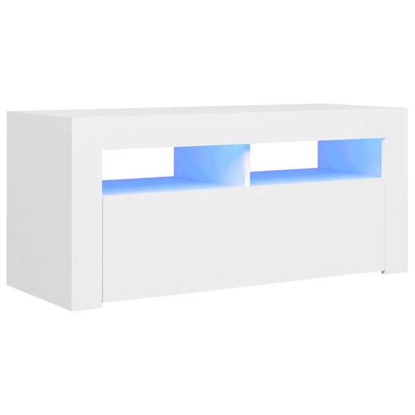 vidaXL Meuble TV avec lumières LED blanc 90x35x40 cm