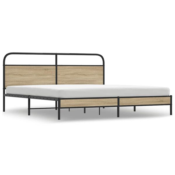 vidaXL Cadre de lit en métal sans matelas chêne fumé 180x200 cm