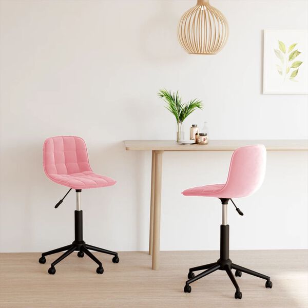 vidaXL Chaises pivotantes &agrave; manger lot de 2 rose velours