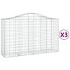 vidaXL Paniers &agrave; gabions arqu&eacute;s 3 pcs 200x50x120/140 cm Fer galvanis&eacute;