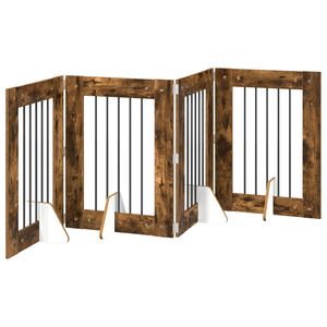 vidaXL Porte de chien pliable avec supports 4 pcs Ch&ecirc;ne fum&eacute; 241 cm