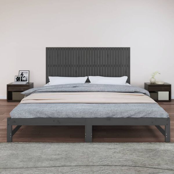 vidaXL T&ecirc;te de lit murale Gris 204x3x90 cm Bois massif de pin