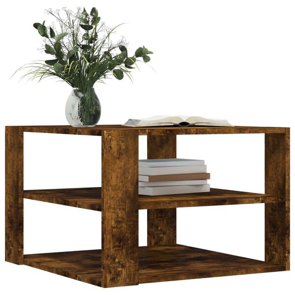 vidaXL Table basse chêne fumé 58x58x40 cm bois d'ingénierie