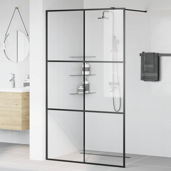 vidaXL Paroi de douche avec verre ESG transparent 115x195 cm Noir