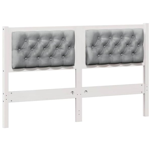 vidaXL T&ecirc;te de lit Autre Blanc et gris clair 140 cm Bois massif en pin