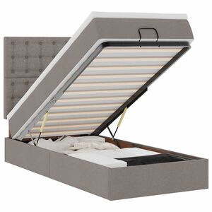 vidaXL Lit ottoman avec matelas taupe 90x200 cm tissu