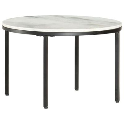 vidaXL Table basse Blanc et noir Ø65 cm Marbre solide véritable