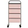 vidaXL Chariot de rangement mobile à 4 tiroirs Rose Plastique