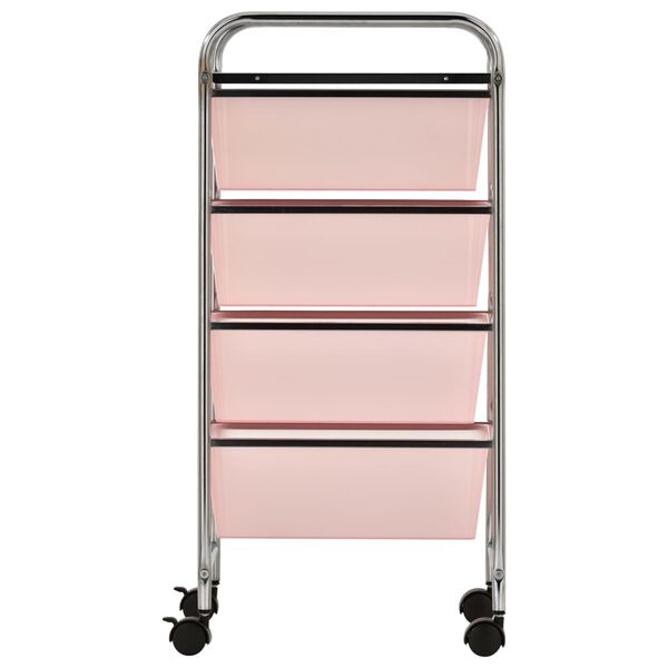 vidaXL Chariot de rangement mobile à 4 tiroirs Rose Plastique