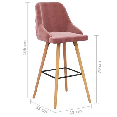 vidaXL Tabourets de bar lot de 2 rose velours