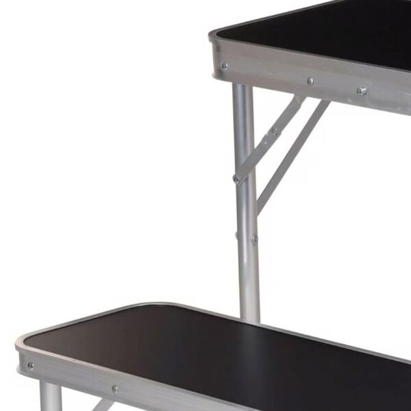 Redcliffs Ensemble de table pliable et 2 bancs de camping Noir