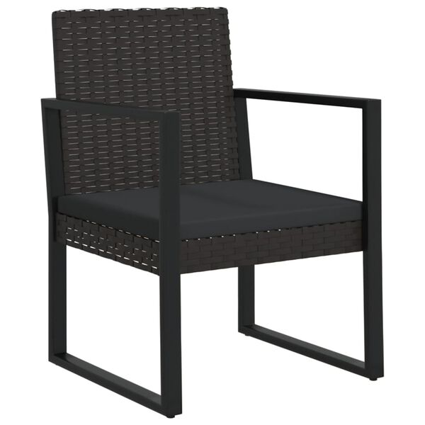 vidaXL Salon de jardin 4 pcs avec coussins Noir R&eacute;sine tress&eacute;e