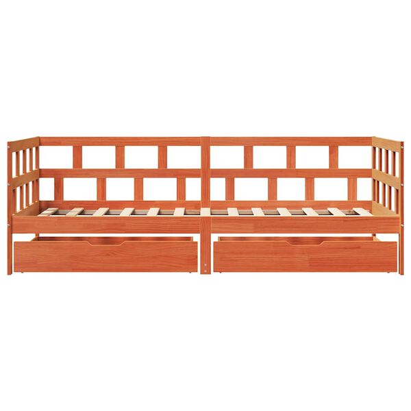 vidaXL Lit de jour avec tiroirs sans matelas cire marron 80x200cm bois