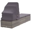vidaXL Chaise longue avec auvent et coussin R&eacute;sine tress&eacute;e Gris