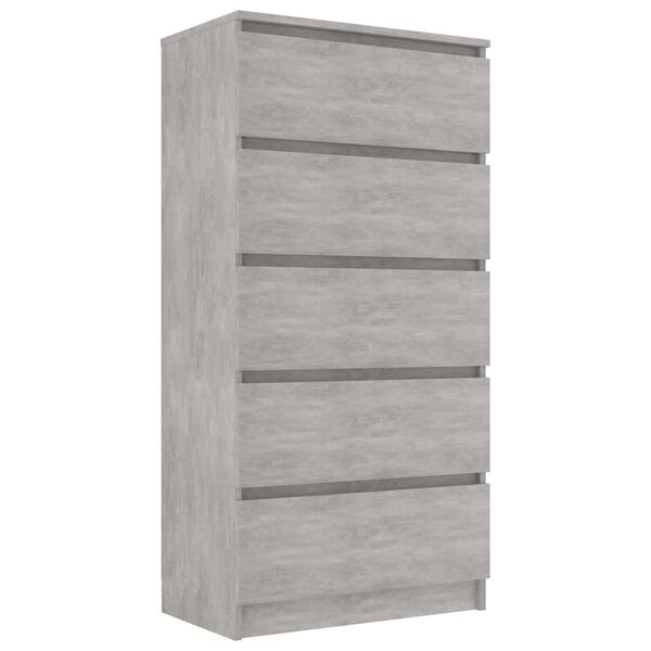 vidaXL Buffet &agrave; tiroirs Gris b&eacute;ton 60x35x121 cm Bois d&rsquo;ing&eacute;nierie