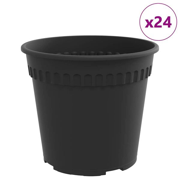 vidaXL Pot &agrave; fleurs rond 24 pcs Noir &Oslash; 19 x 16 cm Plastique