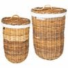 vidaXL Panier &agrave; Linge 2 pcs Marron Rattan Kubu