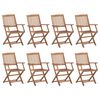 vidaXL Chaises pliables d'ext&eacute;rieur et coussins lot de 8 Bois d'acacia