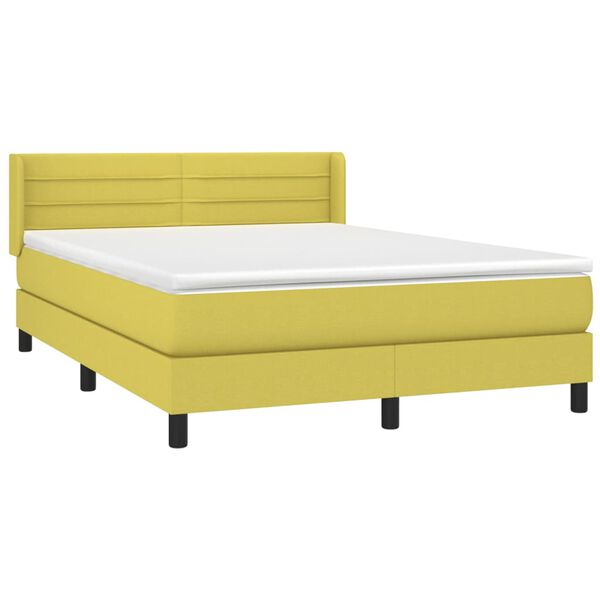 vidaXL Sommier &agrave; lattes de lit avec matelas Vert 140x190 cm Tissu