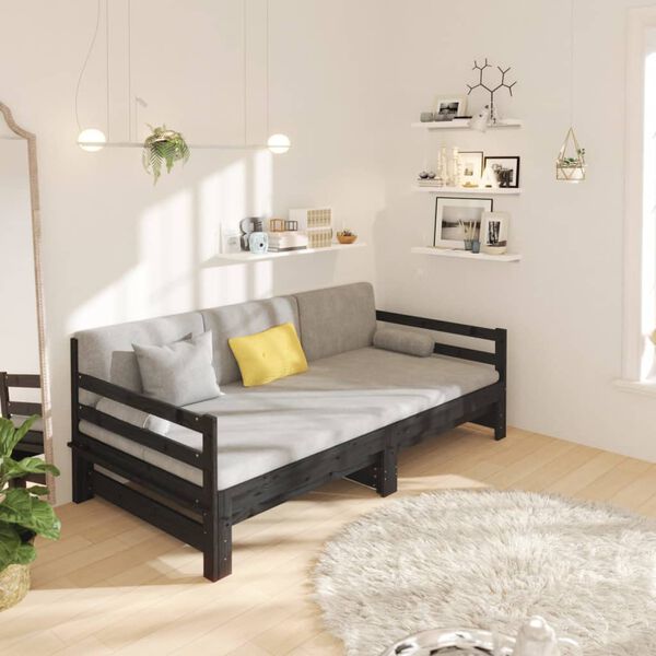 vidaXL Lit coulissant sans matelas noir 2x(80x200)cm