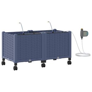 vidaXL Porte-plante de jardin avec irrigation et roues 2 pc Gris PP