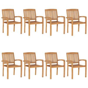 vidaXL Chaises de jardin empilables 8 pcs Bois de teck solide