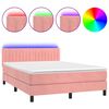 vidaXL Sommier &agrave; lattes de lit avec matelas et LED Rose 140x200 cm