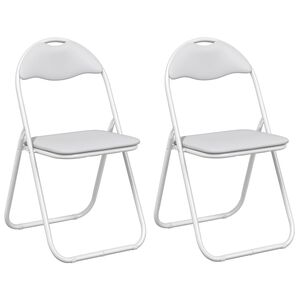 vidaXL Chaise pliante 2 pc Simili cuir Blanc 48 x 43,5 x 81 cm