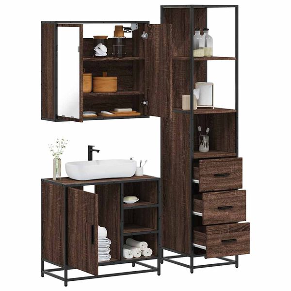 vidaXL Ensemble de meubles de salle de bain 3 pcs Chêne marron