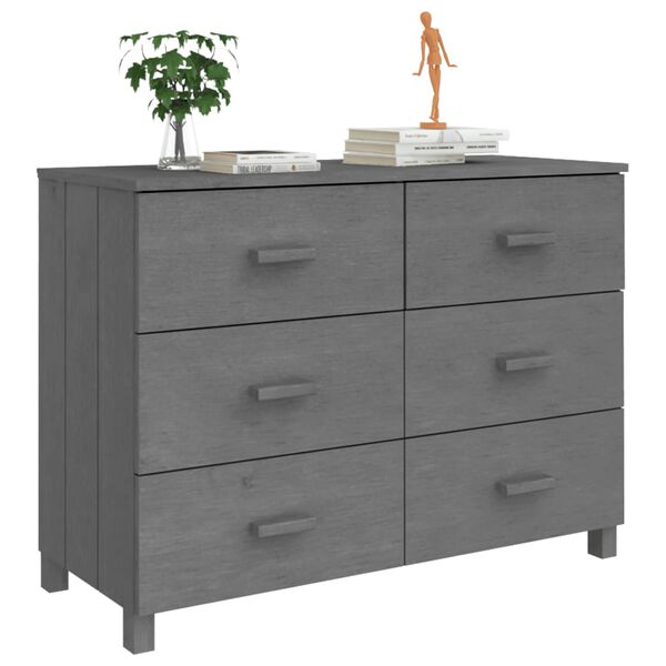 vidaXL Buffet HAMAR Gris foncé 113x40x80 cm Bois massif de pin