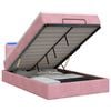 vidaXL Lit coffre avec matelas et LED Rose 120 x 190 cm Velours
